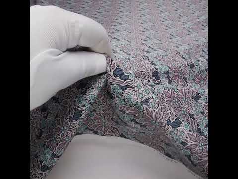 Liberty Fabrics Tana Lawn® - Aubrey Forest Blue - Blue and Orchid Purple Leafy Floral Chevrons - Image 6 of 6
