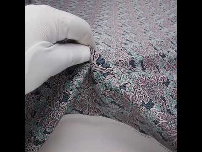 Liberty Fabrics Tana Lawn® - Aubrey Forest Blue - Blue and Orchid Purple Leafy Floral Chevrons