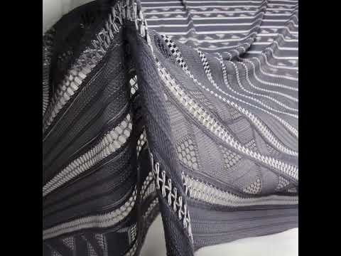 Corded Lace - Gray and Silver Geometric Stripes - Image 6 of 6