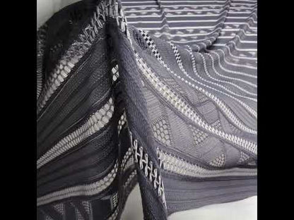 Corded Lace - Gray and Silver Geometric Stripes