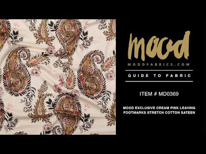 Stretch Cotton Sateen - Cream Pink Paisleys - Leaving Footmarks Print - Mood Exclusive Kenko Collection