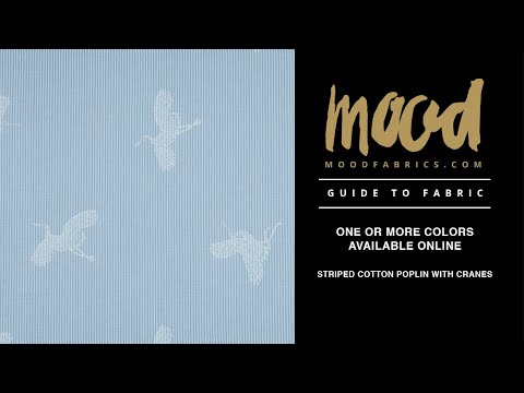 Navy and White Striped Cotton Poplin with Cranes - Image 5 of 5