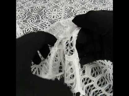 Corded Lace with Finished Edges - Ivory Radiant Floral