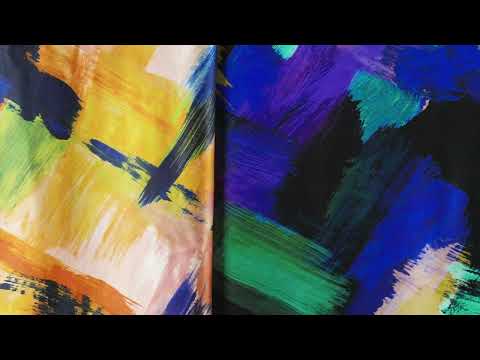 Mood Exclusive Italian Black, Mint and Purple Painterly Abstraction Silk Charmeuse - Image 6 of 6
