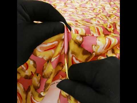 Polyester Satin - Yellow and Rose Pink Small Rubber Ducky Balloons - Mood Exclusive Puffed Pond Print - Image 6 of 6