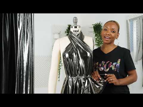Black Tiny Dots Foiled Stretch Polyester Jersey - Image 6 of 6
