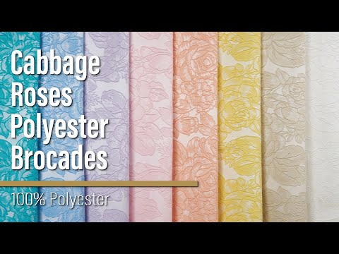 Polyester Brocade - Beige Cabbage Roses - Image 6 of 6