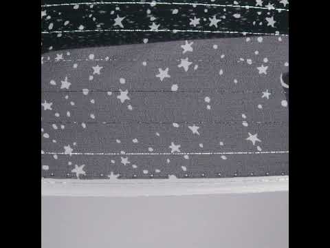 Black and White Star-Filled Silk Chiffon with Metallic Silver Stripes - Image 5 of 5