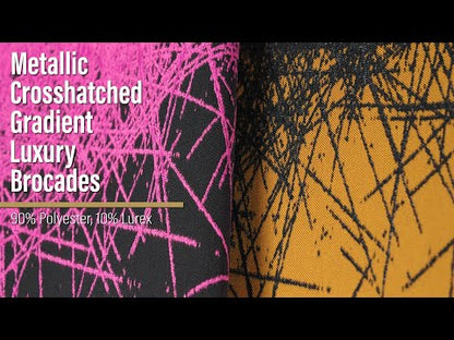 Metallic Magenta and Black Crosshatched Gradient Luxury Brocade