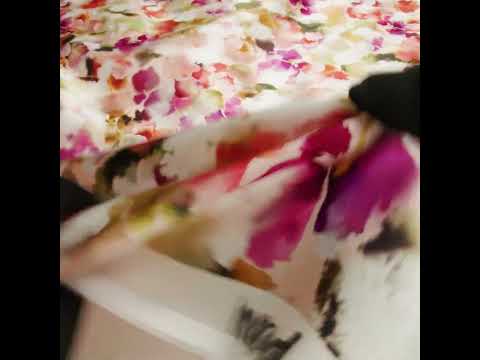 Silk Charmeuse Print 16MM, Made in Italy - Peach, Olive Green and Fuchsia Abstracted Watercolor Flowers - Image 5 of 5