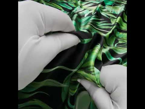 Silk Charmeuse Print 16MM, Made in Italy - Black and Green Tropical Leaves - Image 5 of 5