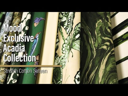 Stretch Cotton Sateen - Olive, Green and Beige Abstract Dots - Forest Lookout Print - Mood Exclusive Acadia Collection