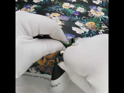 Rayon Challis - Blue, Purple and Yellow Tropical Flowers - Mood Exclusive Island Bloom Print