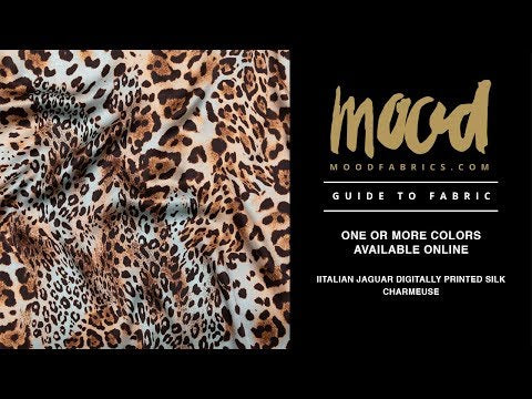 Mood Exclusive Italian Aqua and Brown Jaguar Digitally Printed Silk Charmeuse - Image 5 of 5