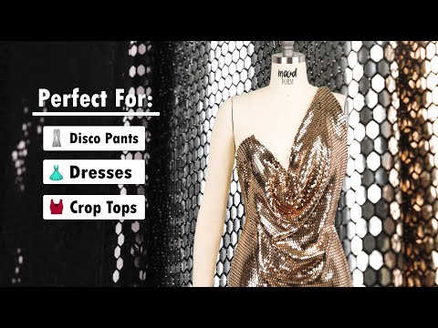 Black and Gold Hexagons Foiled Stretch Nylon Knit - Image 6 of 6