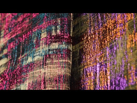 Metallic Blue, Purple and Orange Distressed Plaid Luxury Brocade - Image 7 of 7
