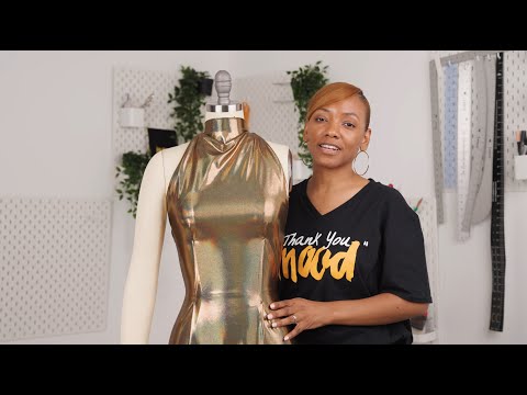 Gold Holographic Foiled Stretch Polyester Jersey - Image 6 of 6