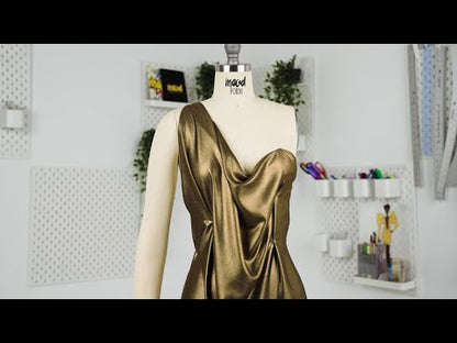 Ultra-Smooth Polyester Georgette with Foiling - Beige and Gold - Valeria Collection