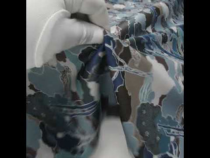 Liberty Fabrics Tana Lawn® - Prospect Road Dark Blue - Navy, Storm Blue and Brown Tree Filled Landscape
