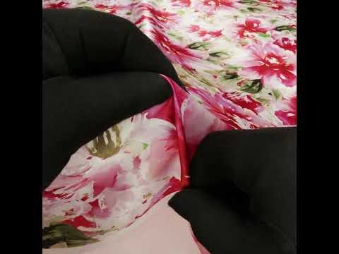 Silk Charmeuse Print 16MM, Made in Italy - Red, Pink and Green Watercolor Flower Garden - Image 6 of 6