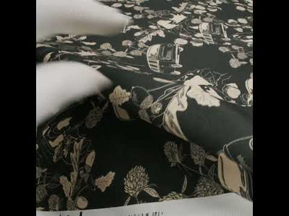 Brushed Cotton Woven - Charcoal and Beige Van in Nature - Mood Exclusive Scenic Route Print
