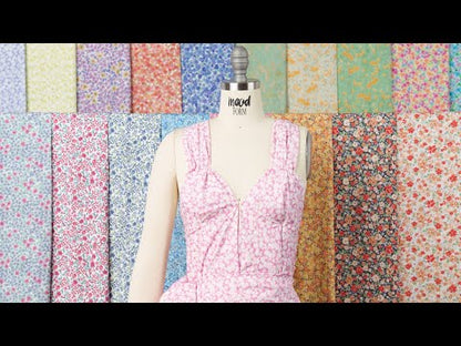 Cotton Poplin - Black and Peach Floral - Poppy Hypnosis Print - Mood Exclusive Secret Garden Collection