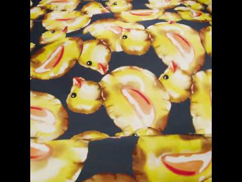 Polyester Satin - Yellow and Navy Large Rubber Ducky Balloons - Mood Exclusive Puffed Pond Print - Image 6 of 6