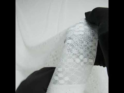 Nylon Raschel Mesh Lace - Ivory Latticework and Dots