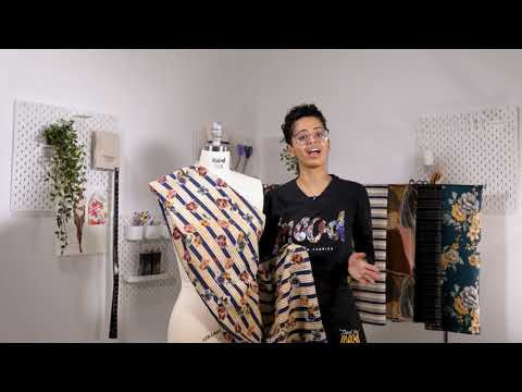 Linen and Rayon Woven - Natural and Navy Stripes - Linear Transcendence Print - Mood Exclusive Tumunyana Collection - Image 5 of 5
