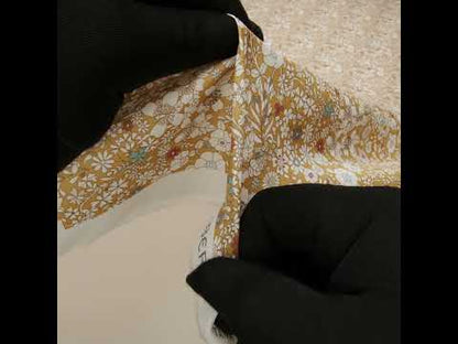 Liberty Fabrics Tana Lawn® - June's Meadow Yellow - Ochre, White and Light Blue Illustrated Flowers