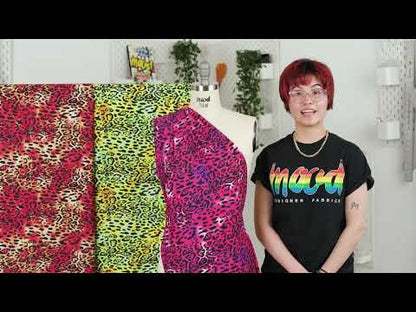 Compression Swimwear Tricot, UV Protective with Aloe Vera Microcapsules - Pink and Purple Tie Dye Leopard - Caye Collection