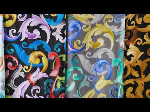 Mood Exclusive Italian Black and Rainbow Ornate Swirls Silk Charmeuse - Image 6 of 6