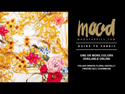 Mood Exclusive Italian White, Blush and Gold Ornate Floral Digitally Printed Silk Charmeuse - Image 5 of 5