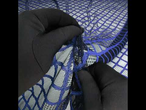 Corded Lace with Little Scalloped Finished Edges - Surf Blue and Black Diamond Lattice - Image 6 of 6