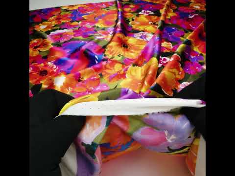 Mood Exclusive Italian Proper Pink and Tangy Orange Floral Digitally Printed Silk Charmeuse - Image 5 of 5