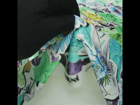 Polyester Satin - Green, Blue and Purple Overlapping Flower Cutouts - Mood Exclusive Layered Whimsy Print - Image 6 of 6