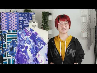 Cotton Voile - Purple and Blue Iconic Symbols - Live at Sun Studio Print - Mood Exclusive Indigo Collection