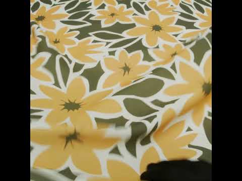 Linen and Rayon Woven - Sunny Yellow, Olive Green and White Flat Flowers - Mood Exclusive Flat Out Florals Print - Image 6 of 6