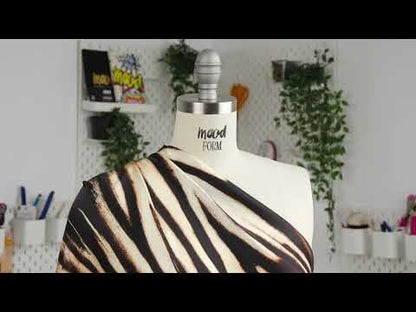 Mood Exclusive Italian Black, White and Brown Abstracted Zebra Border Printed Silk Charmeuse