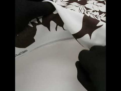 Linen and Rayon Woven - Chocolate Brown and Ivory Leaf Silhouettes - Mood Exclusive Neutral Nature Print