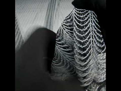 Rayon and Nylon Corded Lace with Little Scallop Finished Edges - Black and White Archway Stripes
