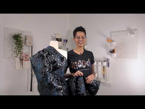 Metallic Gibraltar Sea and Black Floral Luxury Double Layer Organza Brocade - Image 5 of 5