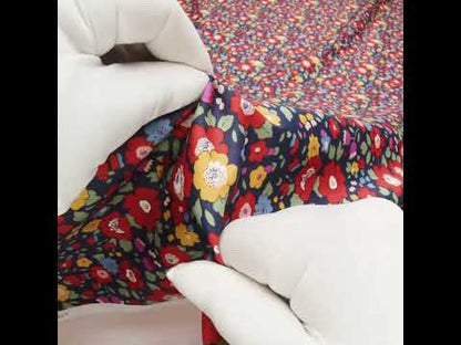 Liberty Fabrics Tana Lawn® - Betsy Meadow Multi Bright - Navy Blue, Red and Yellow Illustrated Floral