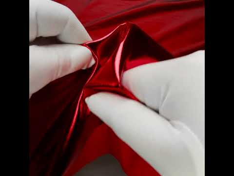 Foiled Faux Leather Stretch Knit - Red - Alison Collection - Image 5 of 5