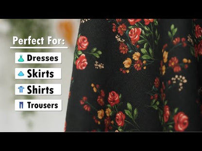Linen and Rayon Woven - Burgundy Floral Stripes - Garden Paths Print - Mood Exclusive Rockland Collection