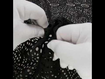 Famous Australian Designer Black Scalloped Embroidered Cotton Eyelet with Scalloped Edges