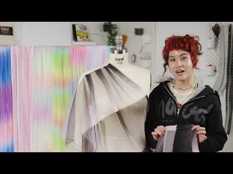 Pastel Rainbow Ombre Stripes Pleated Tulle - Image 6 of 6