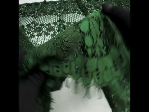 Rayon and Nylon Corded Lace with Scalloped Finished Edges - Hunter Green Flower and Dot Stripes - Image 6 of 6
