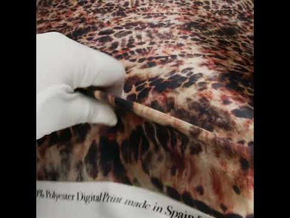 Polyester Satin - Black, Russet and Beige Abstract Animal-Like Spots - Mood Exclusive Savanna Blur Print