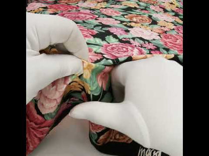Brushed Cotton Woven - Coral Pink, Yellow and Green Flowers on Black - Mood Exclusive Briar Lane Print